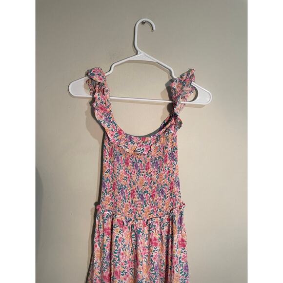 Anthropologie Abel The Label Pink Floral Smocked Tiered Off Shoulder Maxi Dress - Picture 7 of 9